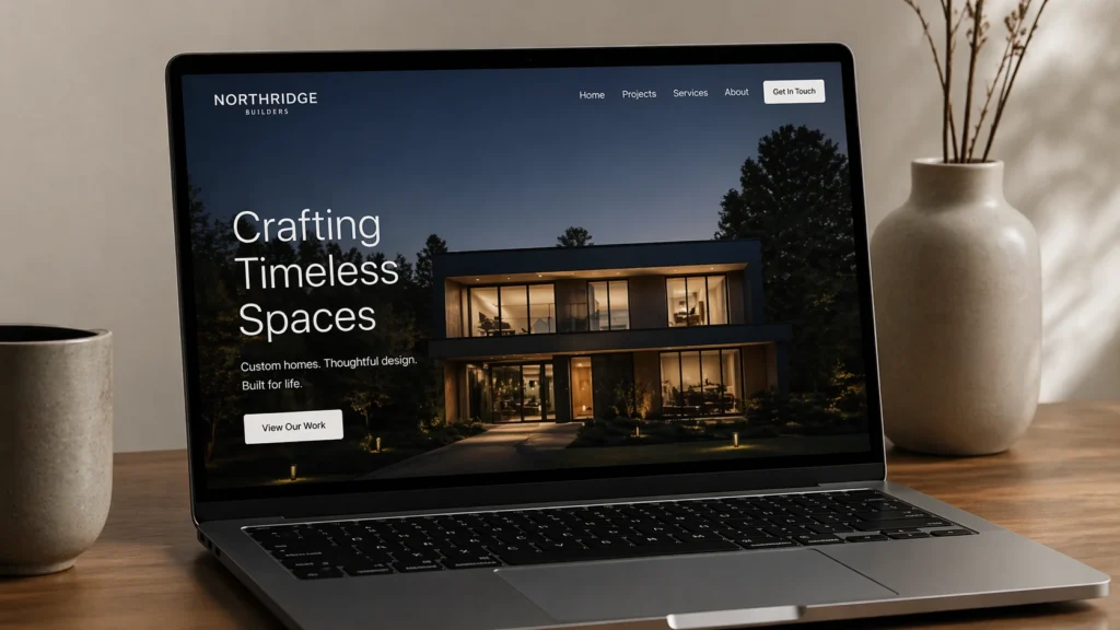 Northridge Builders example website on a Macbook Air