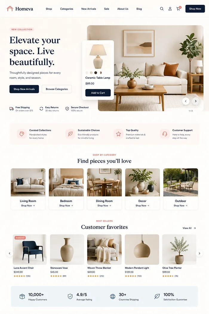 Ecommerce website homepage demo featuring product collections and online shopping